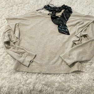 Joe’s Jeans L  Oatmeal. Ruffled Cropped Sweatshirt